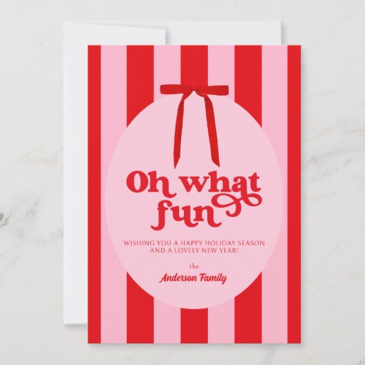 Cartes Pour Fêtes Annuelles Oh quel amusant rouge rose rétro (Devant)