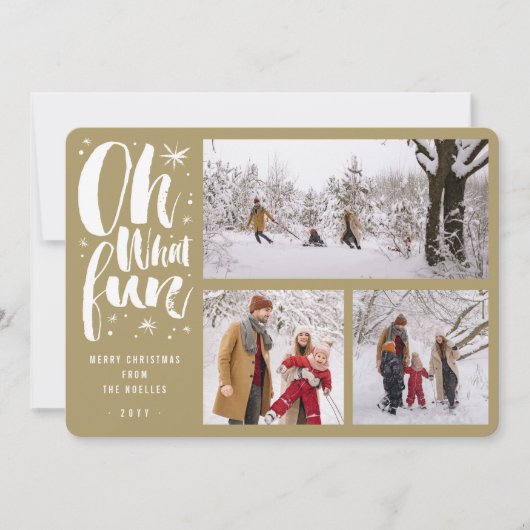 Cartes Pour Fêtes Annuelles Oh Quel Amusant Script Brosse Étoiles Étincelantes (Devant)