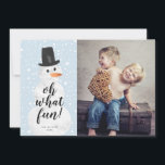 Cartes Pour Fêtes Annuelles Oh Quel Amusant Snowman Snowfall Holiday Photo<br><div class="desc">Cette année, réjouissez-vous avec un carte photo de vacances fantasque et unique qui dit "oh ce qui est amusant" dans une police de style calligraphie et un bonhomme de neige aquarelle peint à la main avec un arrière - plan enneigé. Est accompagné d'un motif correspondant sur le dos. Vous pouvez...</div>