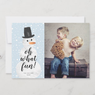 Cartes Pour Fêtes Annuelles Oh Quel Amusant Snowman Snowfall Holiday Photo