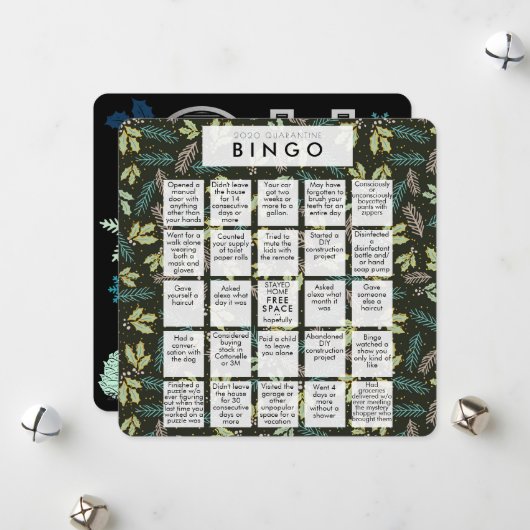 Cartes Pour Fêtes Annuelles Oh Quel An Mint Grn Quarantaine Bingo Noël (Devant/Arrière en situation)