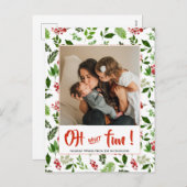 Cartes Pour Fêtes Annuelles Oh quel script amusant | Photo Holly Feuilles Berr (Devant / Derrière)