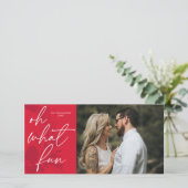 Cartes Pour Fêtes Annuelles Oh Quelle Amusement Rouge De Noël Clair (Debout devant)