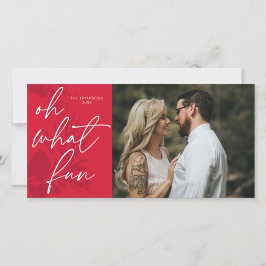 Cartes Pour Fêtes Annuelles Oh Quelle Amusement Rouge De Noël Clair (Devant)