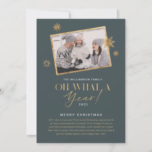 Cartes Pour Fêtes Annuelles Oh quelle année ! Année d'évaluation Gold & Grey 1 (Devant)