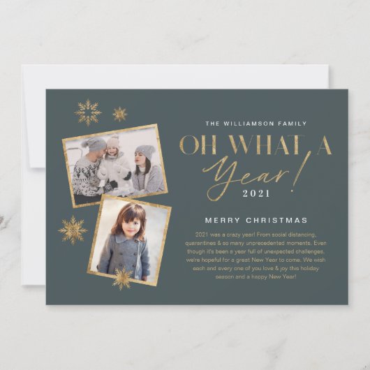 Cartes Pour Fêtes Annuelles Oh quelle année ! Année d'évaluation Gold & Grey 2 (Devant)