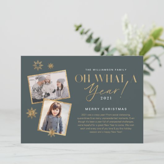 Cartes Pour Fêtes Annuelles Oh quelle année ! Année d'évaluation Gold & Grey 2 (Debout devant)