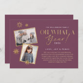 Cartes Pour Fêtes Annuelles Oh quelle année ! Année d'évaluation Gold & Plum 2 (Devant / Derrière)