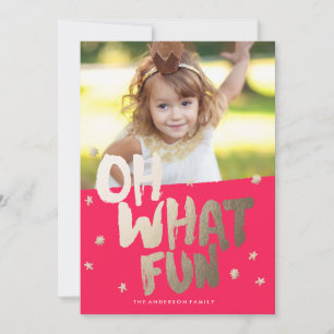 Cartes Pour Fêtes Annuelles OH QUELLE FUN PHOTO RED Christmas Card
