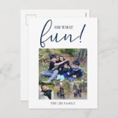 Cartes Pour Fêtes Annuelles Oh Quelle Joie 5 Collage Photo Noël Bleu Marine Ch (Devant / Derrière)