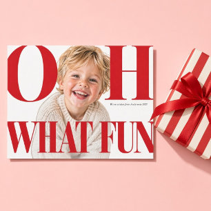 Cartes Pour Fêtes Annuelles Oh Quelle Joie Enfant Gras Serif Noël Photo