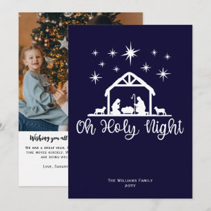 Cartes Pour Fêtes Annuelles Oh Sainte Nuit Nativité Photo de famille Noël