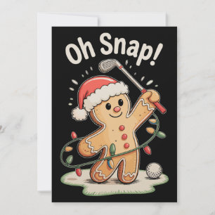 Cartes Pour Fêtes Annuelles Oh Snap Pain d'épice Golf Golfeur Golfing Noël