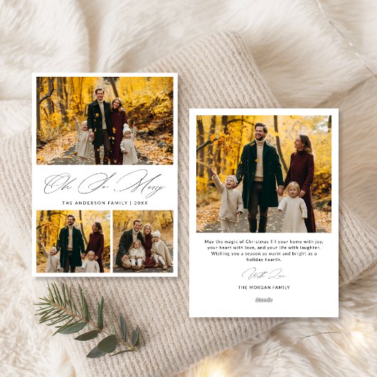 Cartes Pour Fêtes Annuelles Oh So Joyeux Script Automne Famille 3 Photo