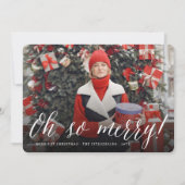 Cartes Pour Fêtes Annuelles Oh So Joyeux Script Blanc Photo moderne de Noël (Devant)