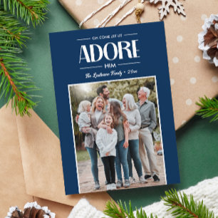 Cartes Pour Fêtes Annuelles Oh Viens Laissez-Nous L'Adorer BLUE Christian Phot