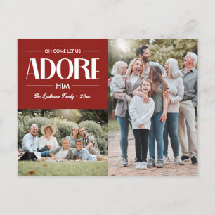 Cartes Pour Fêtes Annuelles Oh Viens Laissez-Nous L'Adorer RED Christian 2 Pho