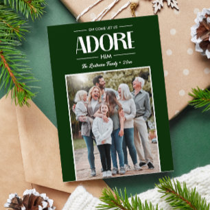 Cartes Pour Fêtes Annuelles Oh Viens Laissez-Nous L'Adorer VERT Christian Phot