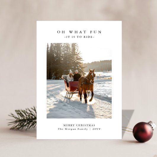 Cartes Pour Fêtes Annuelles Oh What Fun Horse Sleigh Ride Photo Christmas Card