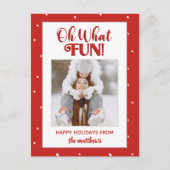 Cartes Pour Fêtes Annuelles Oh What Fun Joli Script Photo Noël (Devant)