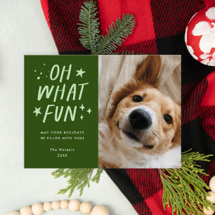 Cartes Pour Fêtes Annuelles Oh What Fun Pets Photo Christmas Green