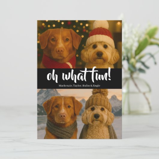 Cartes Pour Fêtes Annuelles Oh What Fun Photo Noël Personnalisé (Debout devant)