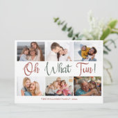 Cartes Pour Fêtes Annuelles Oh What Fun Script Holiday Photo Collage (Debout devant)