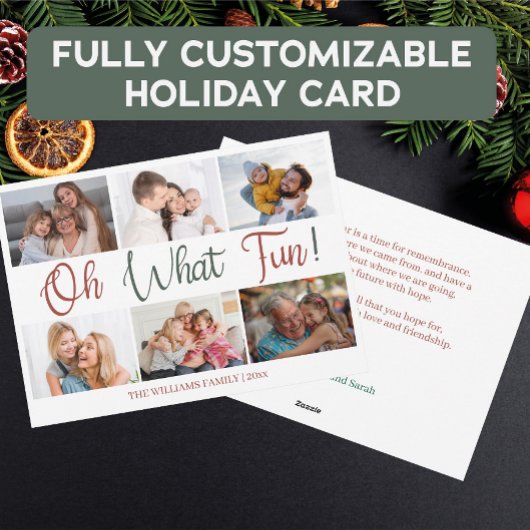 Cartes Pour Fêtes Annuelles Oh What Fun Script Holiday Photo Collage