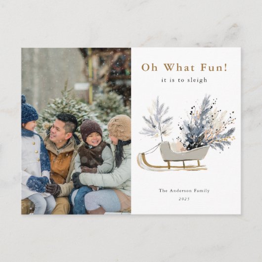 Cartes Pour Fêtes Annuelles Oh What Fun Sleigh Ride Photo Noël (Devant)