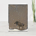 Cartes Pour Fêtes Annuelles Oie dans la neige<br><div class="desc">OEuvre d'art vintage John Bauer représentant une orignale debout dans la neige entre deux arbres.</div>