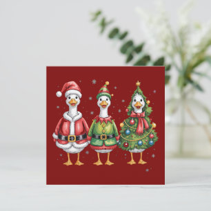 Cartes Pour Fêtes Annuelles Oie de Noël vintage Santa Canard Oie Idiote