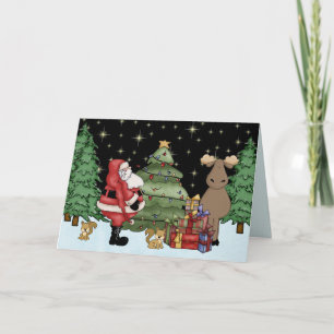 Cartes Pour Fêtes Annuelles Oie des bois mignonnes et Noël Père Noël