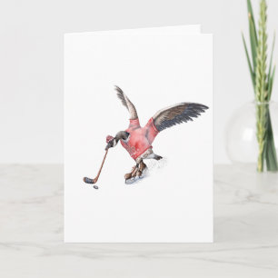 Cartes Pour Fêtes Annuelles Oie du Canada jouant à l'hockey