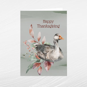Cartes Pour Fêtes Annuelles Oie verte rustique Feuillage Automne Action de grâ