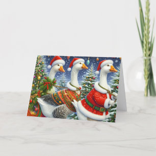 Cartes Pour Fêtes Annuelles Oies de Noël Colorées