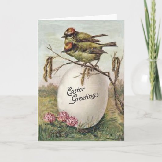 Cartes Pour Fêtes Annuelles Oiseau à fleurs d'Oeuf de Pâques (Devant)