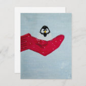 Cartes Pour Fêtes Annuelles Oiseau à Mitten (Devant / Derrière)