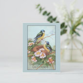 Cartes Pour Fêtes Annuelles Oiseau bleu vintage Pâques (Debout devant)