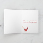 Cartes Pour Fêtes Annuelles Oiseau Cardinal Festif Aquarelle Personnalisé (Intérieur)
