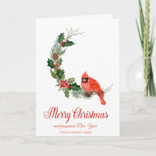Cartes Pour Fêtes Annuelles Oiseau cardinal rouge Holly Berry Noël