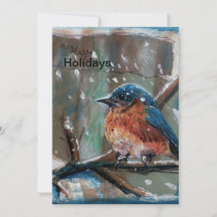 Cartes Pour Fêtes Annuelles Oiseau chanteur adorable Petit Oiseau bleu hiverna