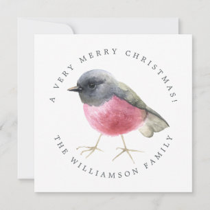 Cartes Pour Fêtes Annuelles Oiseau d'aquarelle de Noël moderne