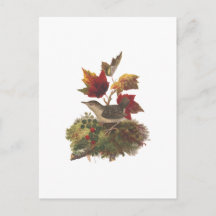 Oiseau de Louis Prang avec feuillage d'automne (18