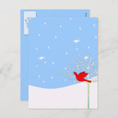 Cartes Pour Fêtes Annuelles Oiseau de Noël rouge (Devant / Derrière)