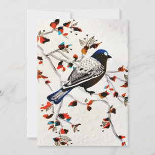 Cartes Pour Fêtes Annuelles Oiseau d'hiver Gold Rustic