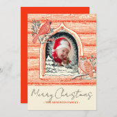 Cartes Pour Fêtes Annuelles Oiseau d'hiver paysage naturel photo Noël (Devant / Derrière)