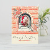 Cartes Pour Fêtes Annuelles Oiseau d'hiver paysage naturel photo Noël (Debout devant)