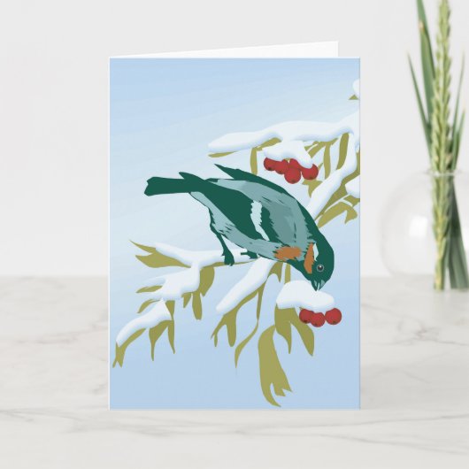 Cartes Pour Fêtes Annuelles oiseau et baies (Devant)