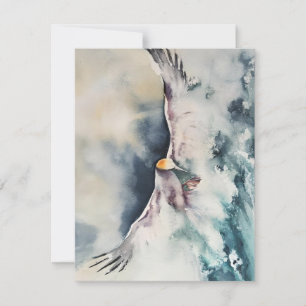 Cartes Pour Fêtes Annuelles Oiseau Sortant De L'Océan Dans Les Aquarelles
