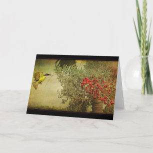 Cartes Pour Fêtes Annuelles Oiseau tropical nichant dans le palmier de Noël